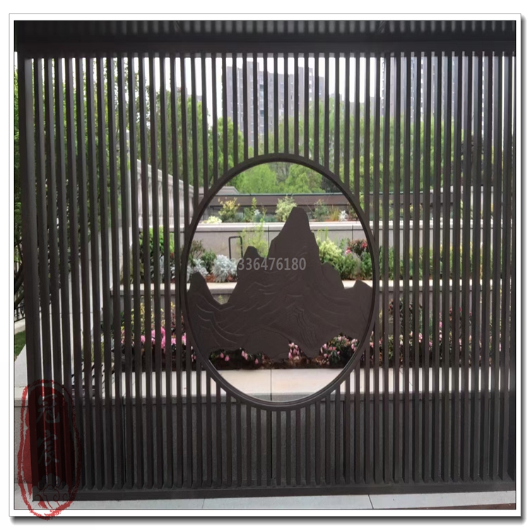 酒店隔断装饰激光镂空铝板雕刻屏风新中式铝艺雕花屏风厂家