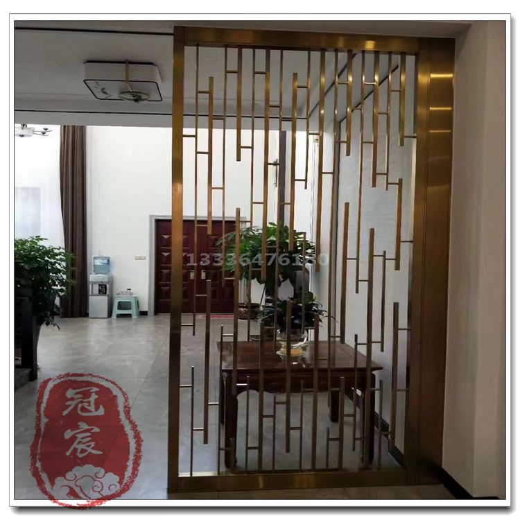 管焊接不锈钢屏风新中式玫瑰金不锈钢隔断屏风佛山不锈钢屏风厂家