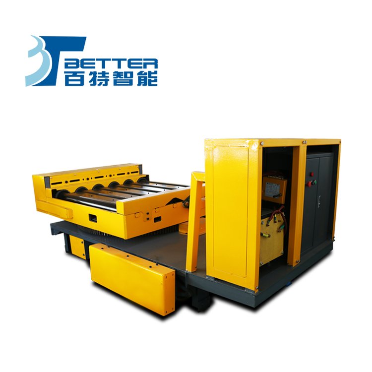 低压轨道供电四轮运输车苏州喷漆房用轨道钢板平板车地轨地爬车